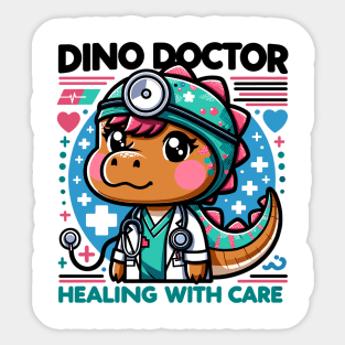 Adorable Dino Doctor: Pediatric Nurse Sticker